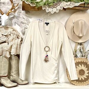 La Château side lace up detailing boho tunic top w shabby chic vibe